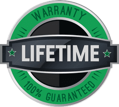 Alt text for a product warranty badge Product warranty badge with text 'Warranty' and details, indicating assurance and coverage.