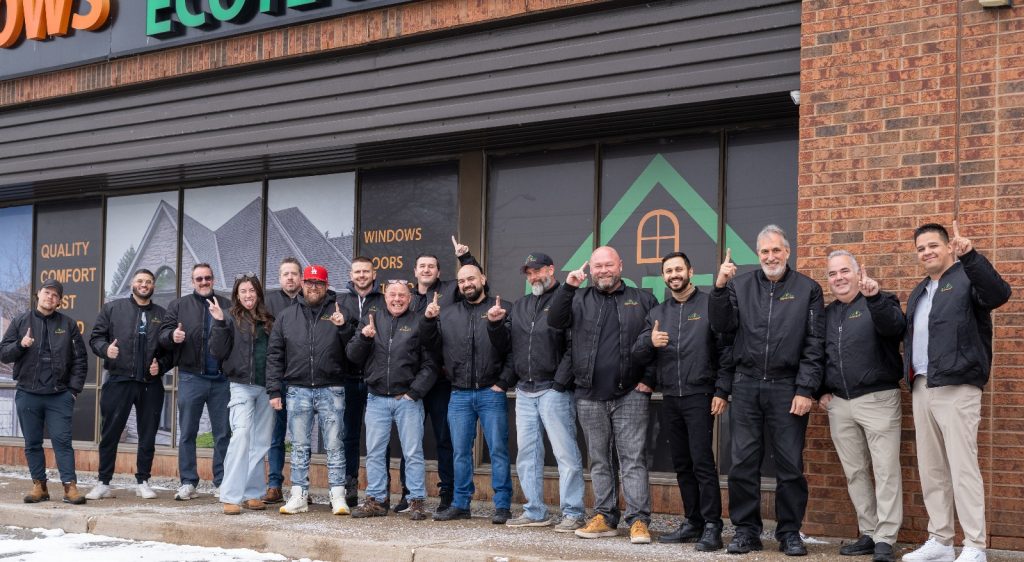 The EcoTech sales team sports their new jackets in Fall 2024.