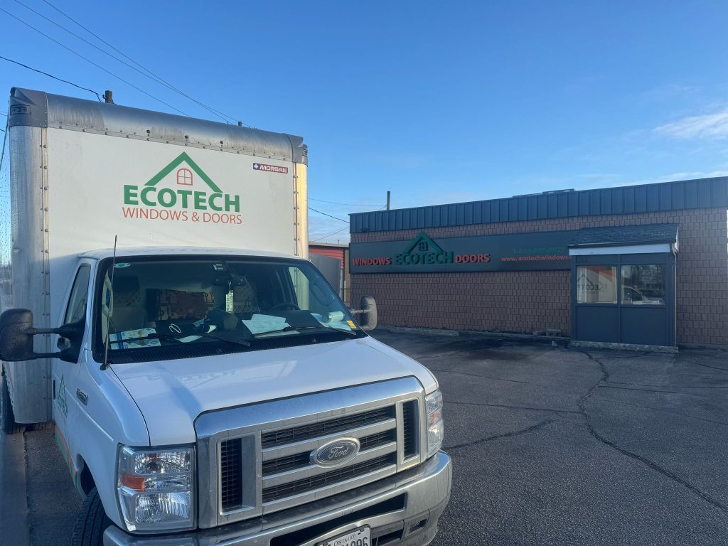 An EcoTech truck and the exterior of our new showroom in Chatham, opening in 2025!