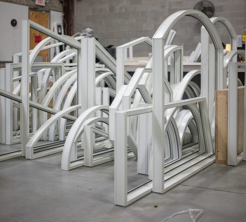 A variety of shaped frames getting ready for the next step in manufacturing at the EcoTech facility.